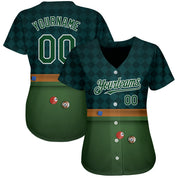 Custom Green White 3D Pattern Design Billiards Authentic Baseball Jersey