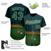 Custom Green White 3D Pattern Design Billiards Authentic Baseball Jersey
