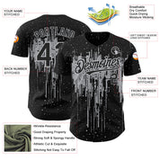 Custom Black Gray 3D Pattern Design Dripping Splatter Art Authentic Baseball Jersey