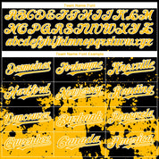 Custom Black Gold-White 3D Pattern Design Abstract Splash Grunge Art Authentic Baseball Jersey