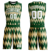 Custom Green White-Cream Round Neck Sublimation Basketball Suit Jersey