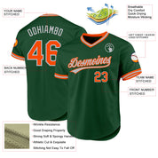 Custom Green Orange-Gray Authentic Throwback Baseball Jersey