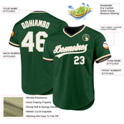 Custom Green White-Cream Authentic Throwback Baseball Jersey