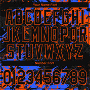 Custom Black Orange-Royal 3D Pattern Design Bomber Full-Snap Varsity Letterman Jacket