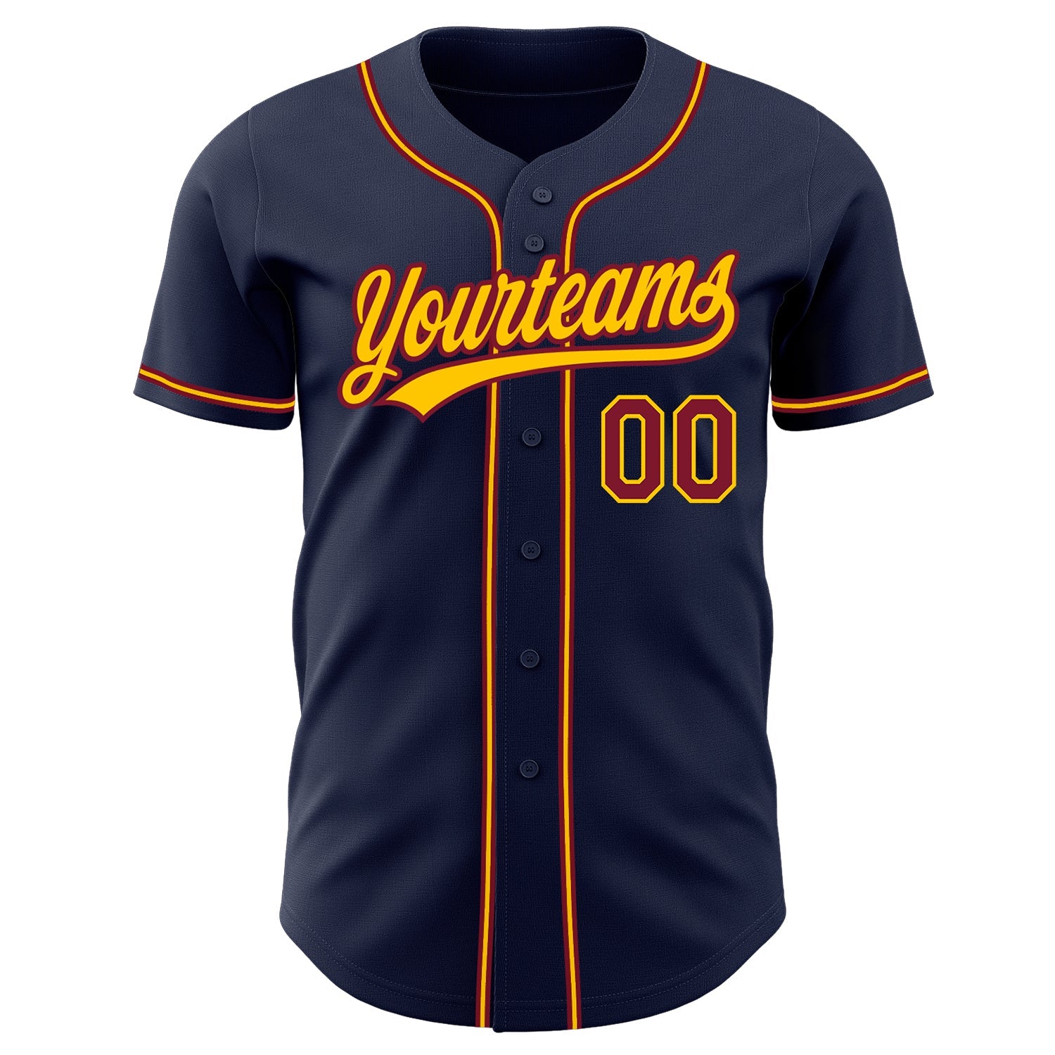 Custom Navy Crimson-Gold Authentic Baseball Jersey