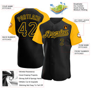 Custom Black Gold Authentic Raglan Sleeves Baseball Jersey