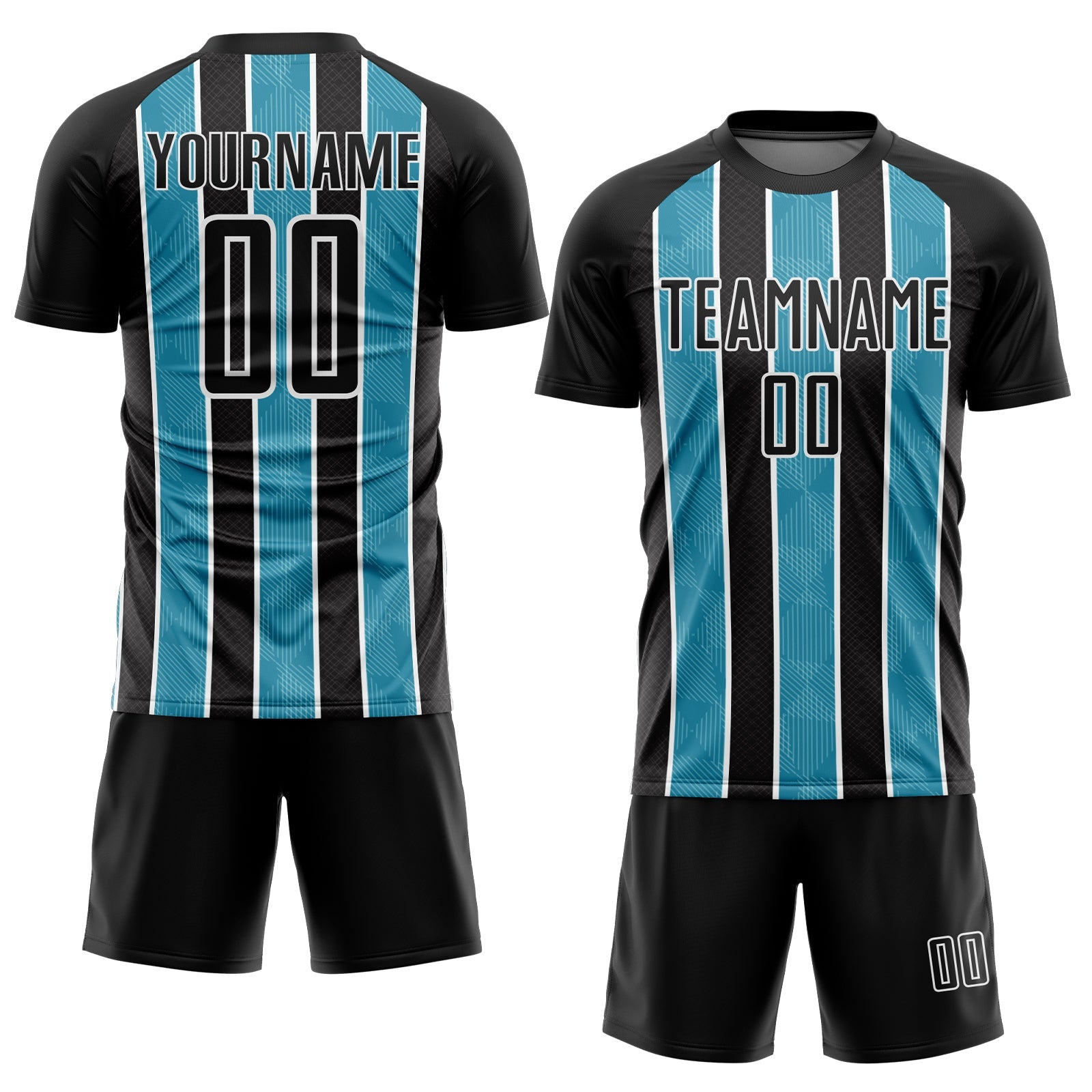 Custom Black Panther Blue-White Stripes Sublimation Soccer Uniform Jersey