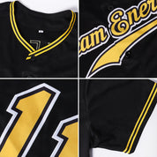 Custom Black Gold-White Authentic Baseball Jersey