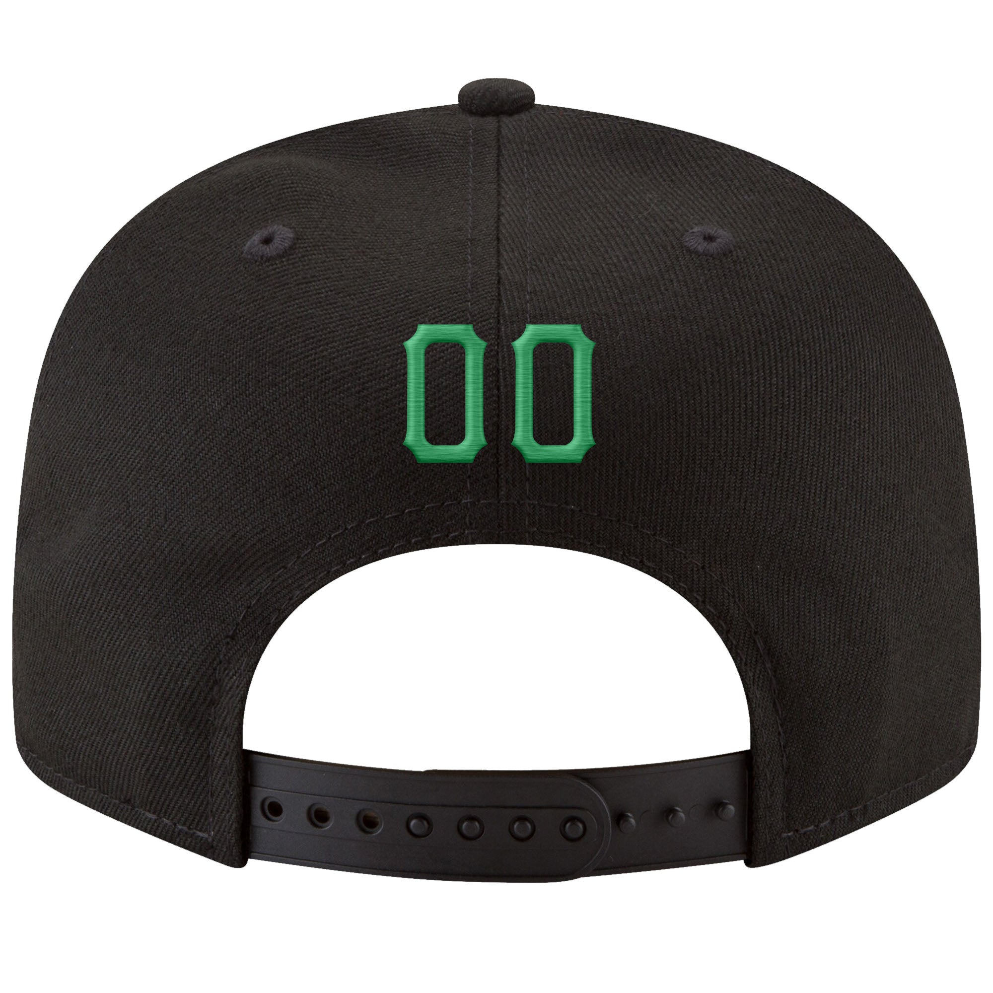 Custom Black Kelly Green-White Stitched Adjustable Snapback Hat