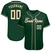 Custom Green Cream-Black Authentic Baseball Jersey