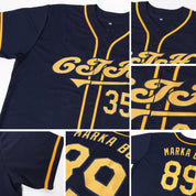 Custom Navy Gold Authentic Baseball Jersey